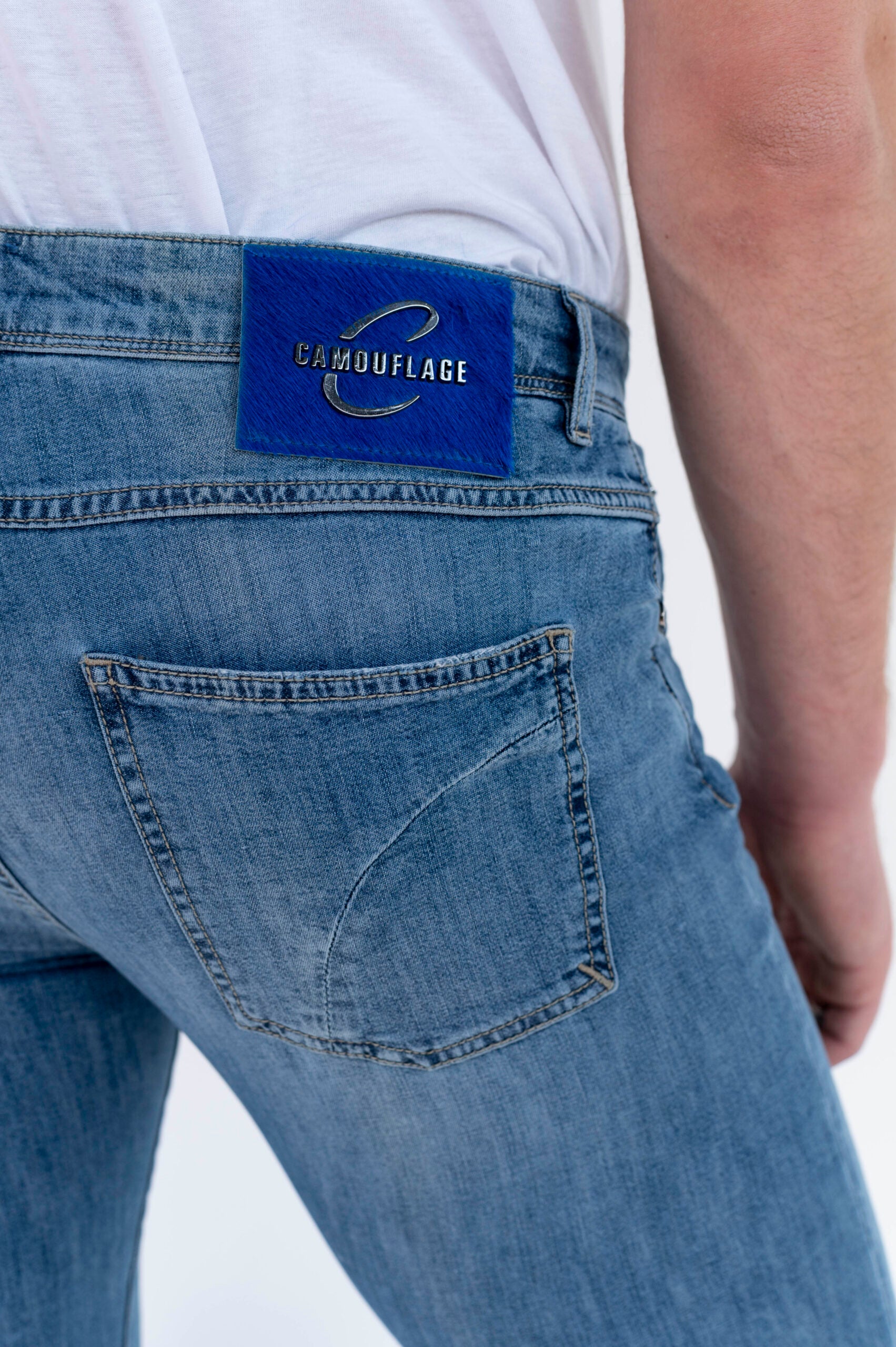 BEST FIVE - Blu Denim Stretch Leggero Misto Seta - 01D A520