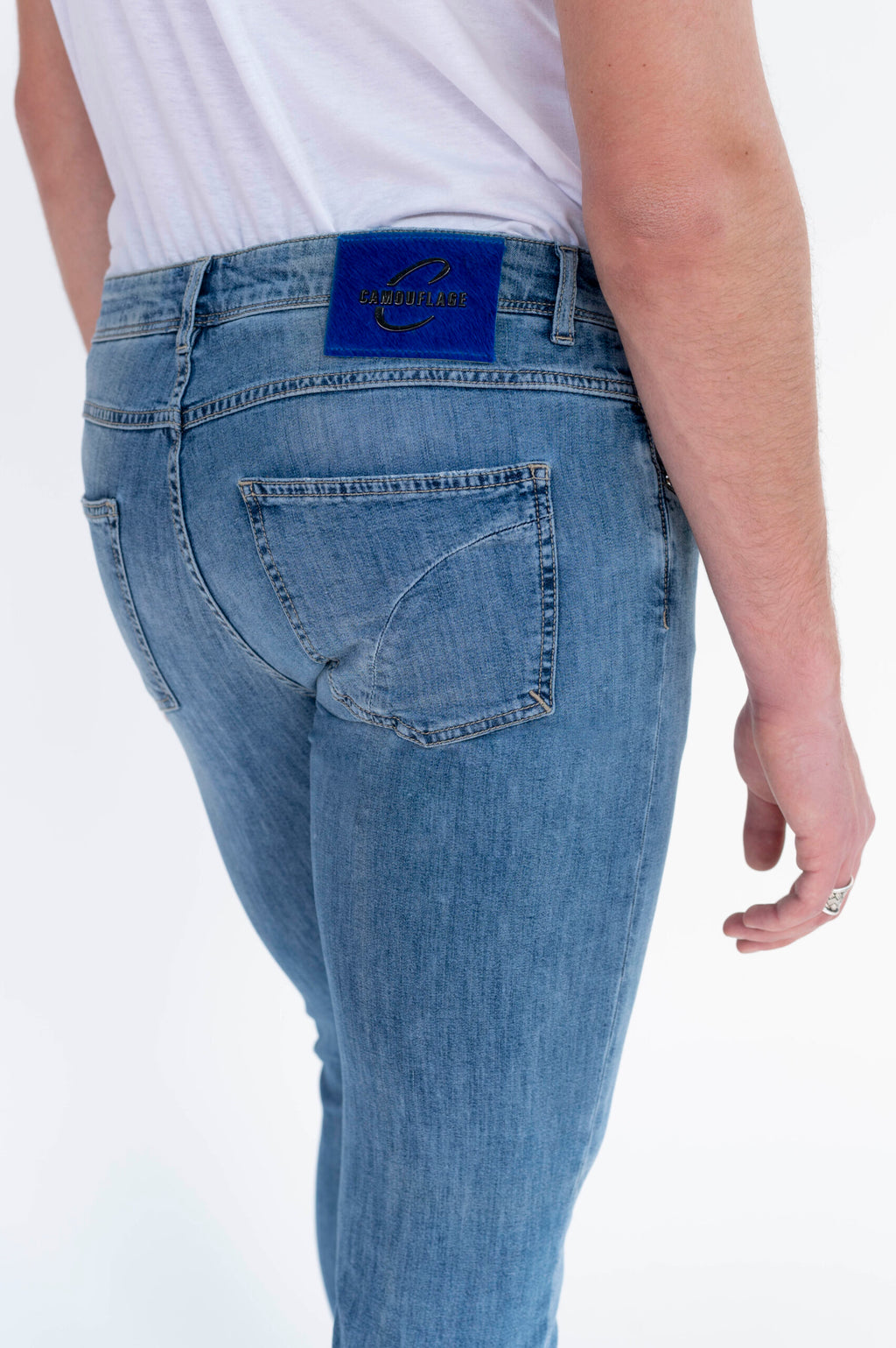 BEST FIVE - Blu Denim Stretch Leggero Misto Seta - 01D A520
