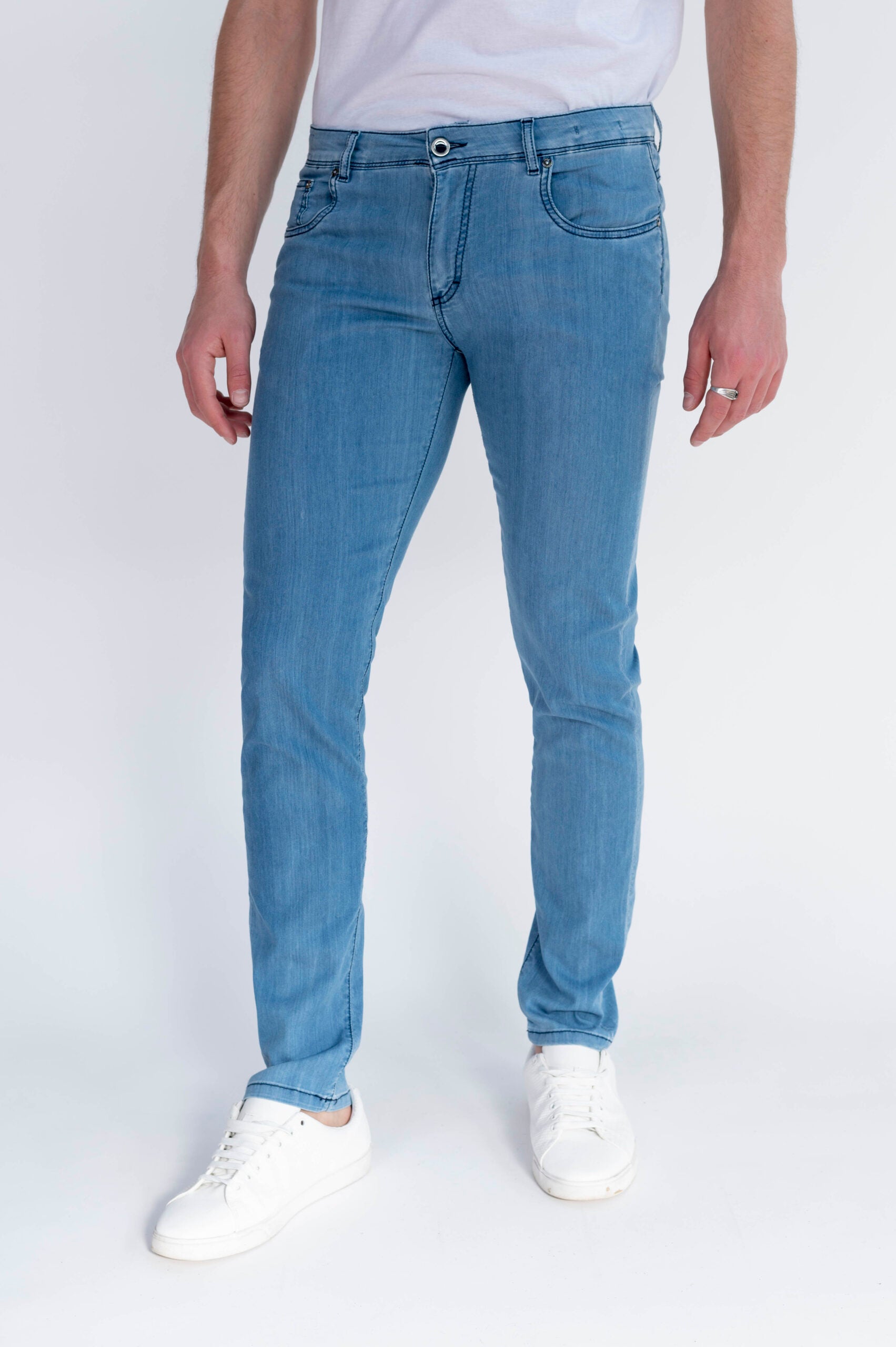 BEST FIVE - Blu Denim Stretch Ultra Light in Seta - D42 A390