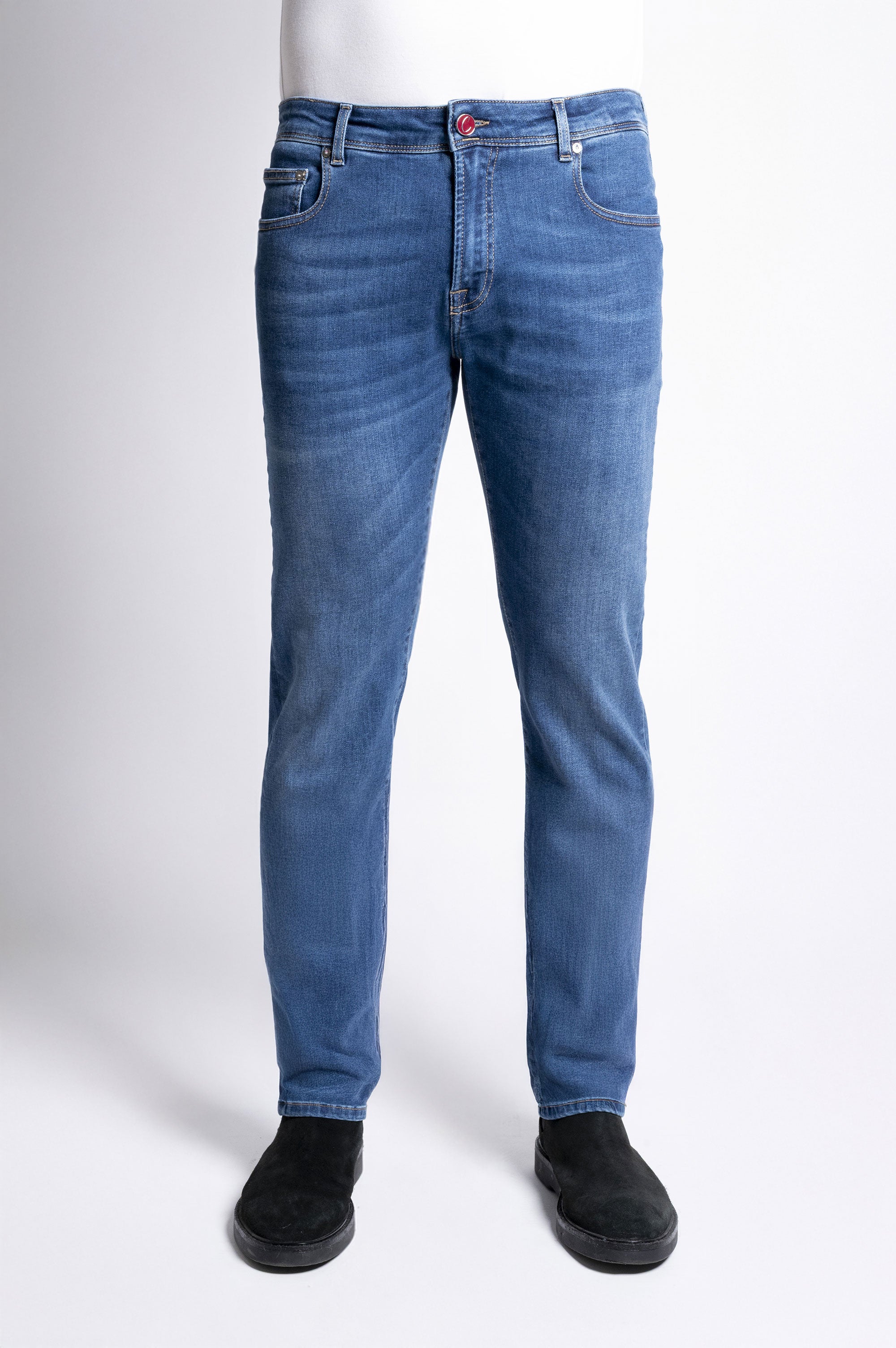 John - CANDIANI Denim Super Stretch Five Pockets Jeans - D108 A907 Blue Denim