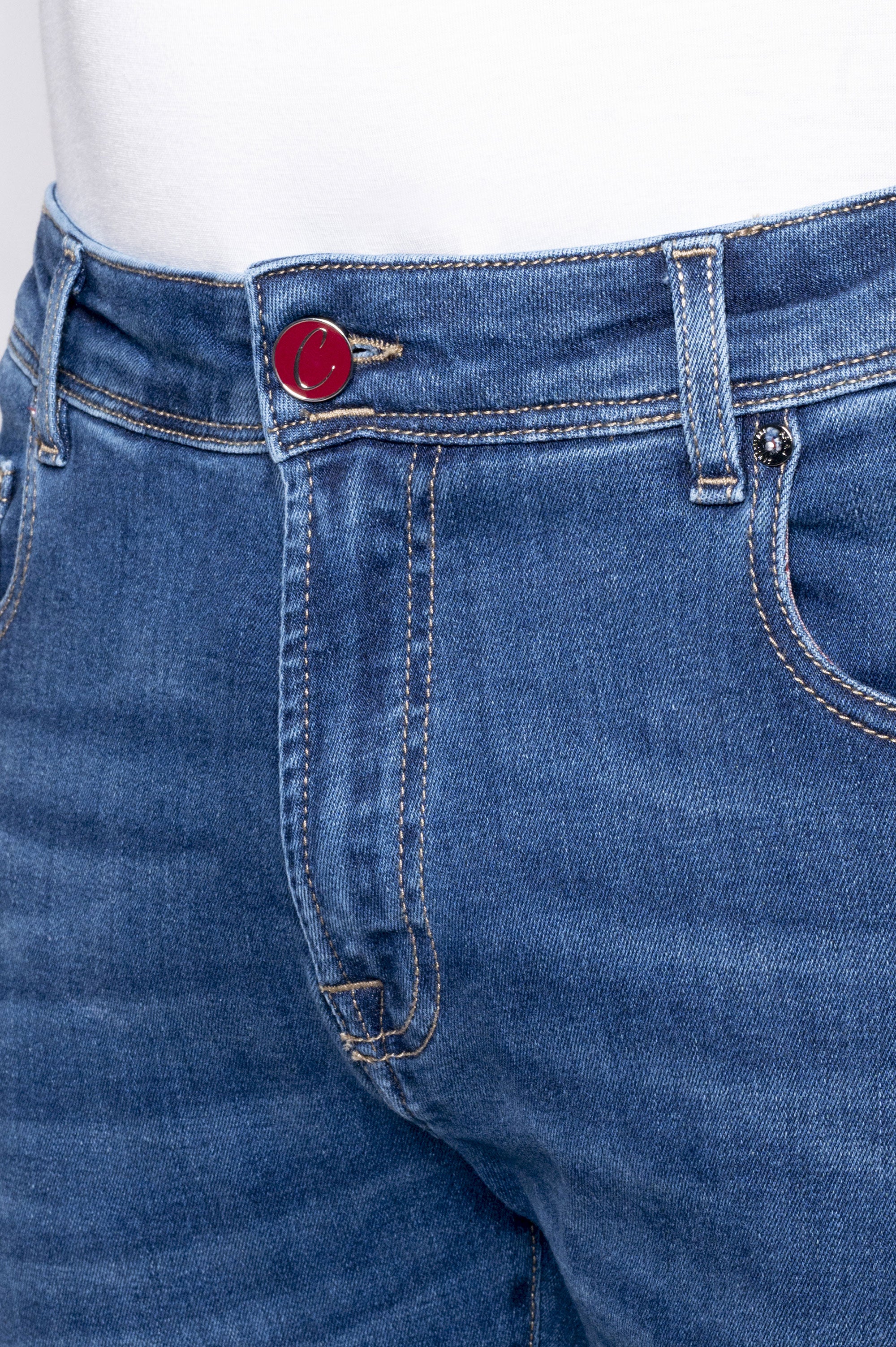 John - CANDIANI Denim Super Stretch Five Pockets Jeans - D108 A907 Blue Denim